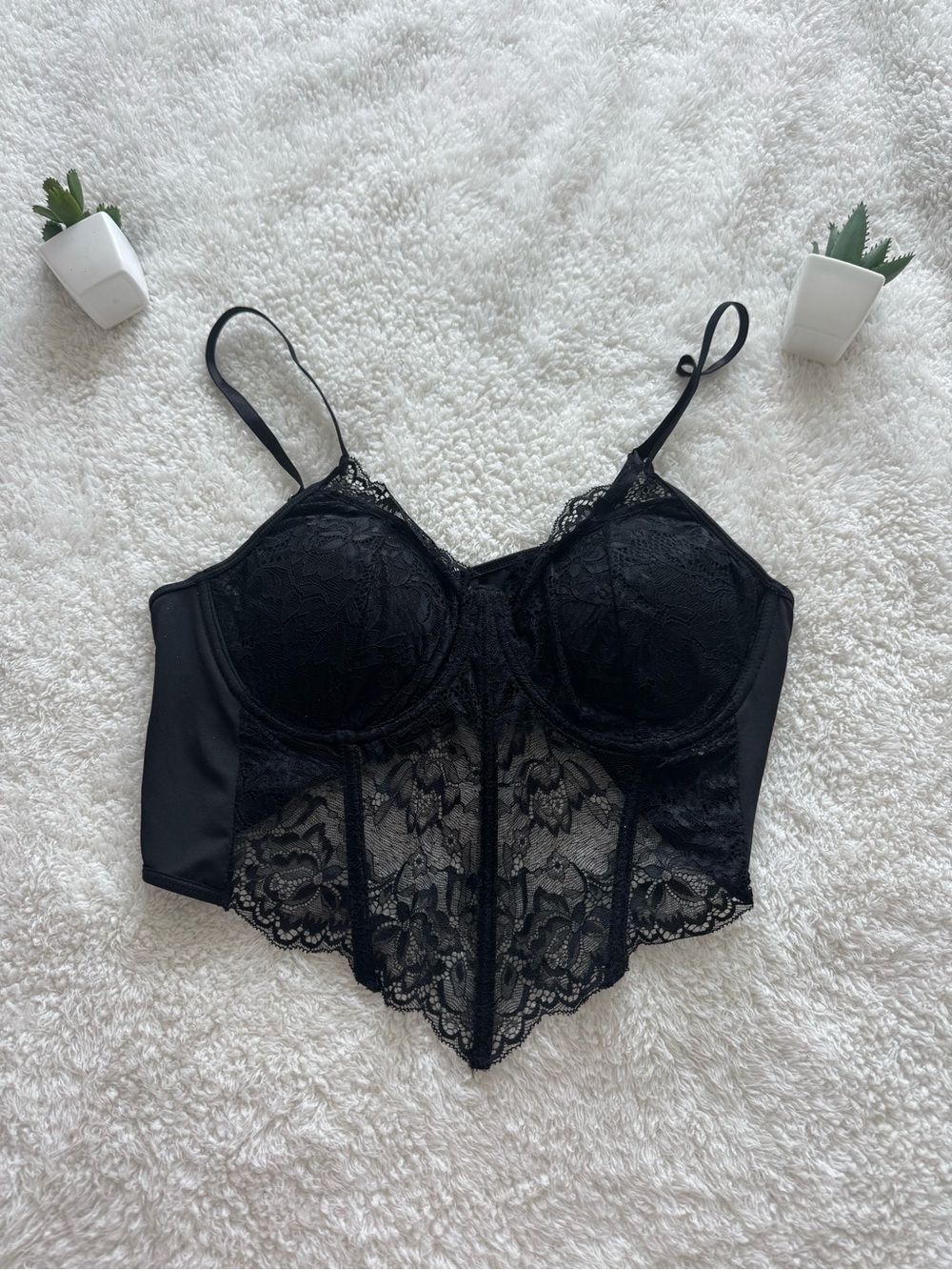 Curve Black Lace Bustier Corset Crop Top Size 1XL – New